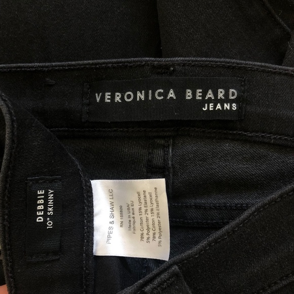 ❤️ Veronica Beard Debbie 10" Skinny Jeans Coal Rhinestone Buttons Black Size 25 - Picture 9 of 15